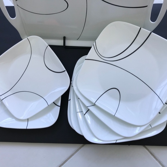 Corelle Dining Corelle Simple Lines Square Plates Storage Bowl Set